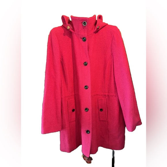 LAND’S END. Classic Beautiful Wool Blend RED COAT with HOOD sz 20W - Picture 13 of 13